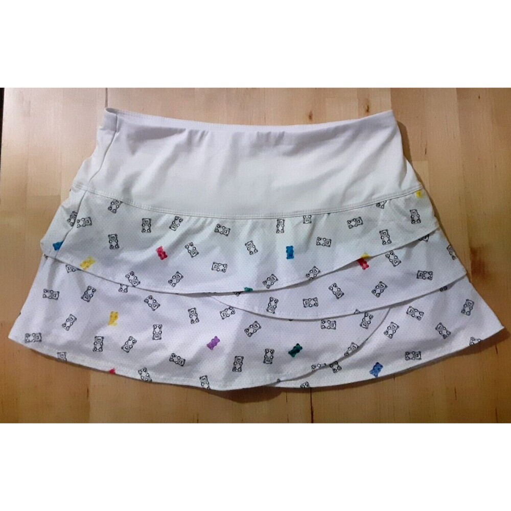 Lucky In Love Splendid White Multicolor Gummy BEAR Accents Tennis Skirt Size S